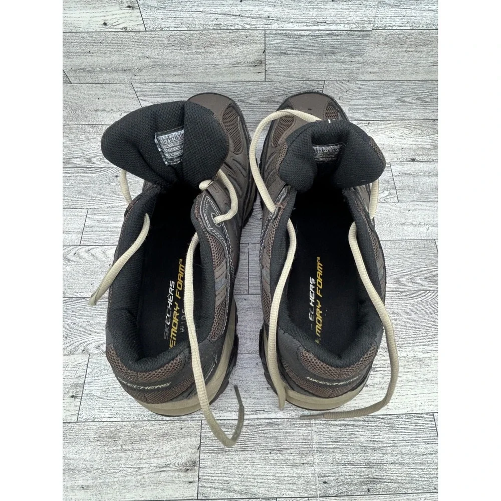 Skechers Athletics Men 10.5 Brown Black Leather Hiking‎ Walking Shoes 50125EWW